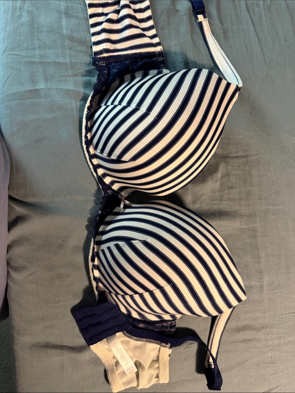 Cacique Navy and White Striped Lingerie Top